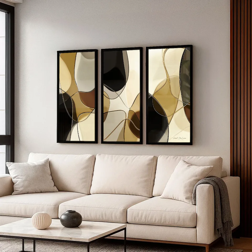 Quadro Abstrato Linhas Contínuas 3 Peças, de Vicent de Lucca — foto 4