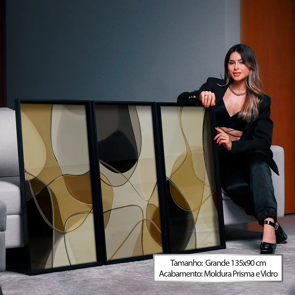 Quadro Abstrato Linhas Contínuas 3 Peças, de Vicent de Lucca — foto 6