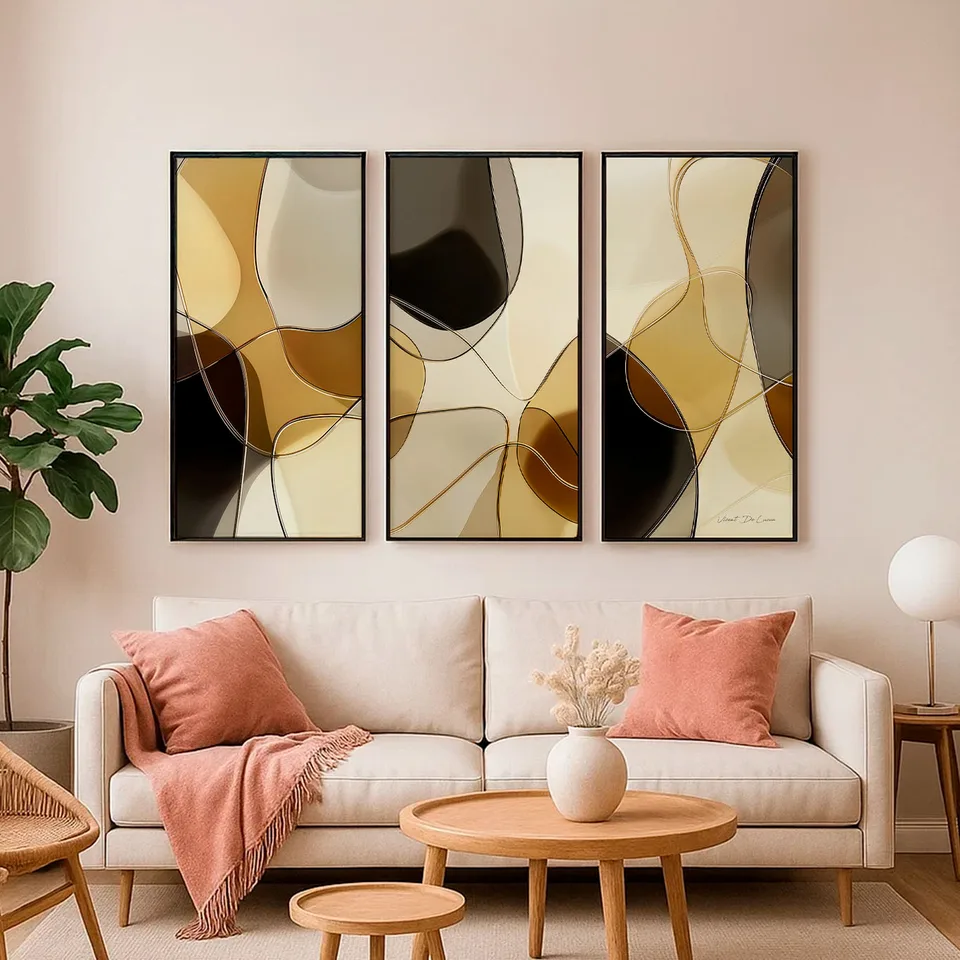 Quadro Abstrato Linhas Contínuas 3 Peças, de Vicent de Lucca — foto 7