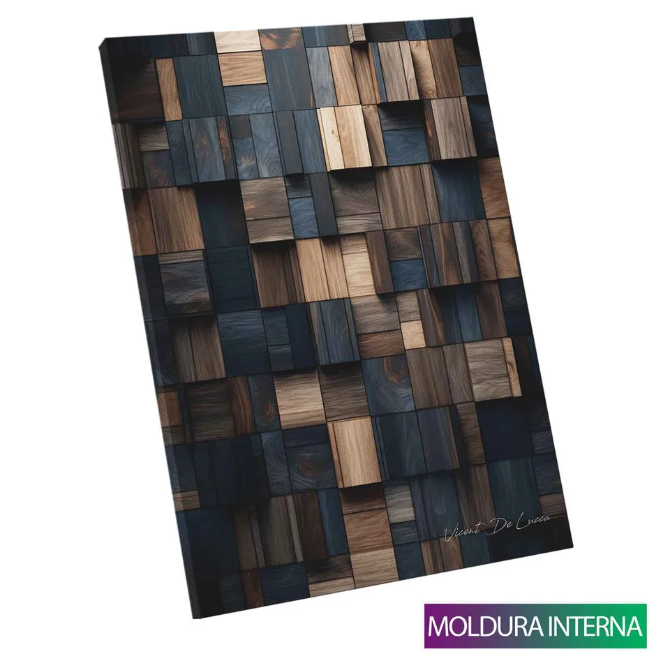 Quadro Abstrato Madeiras Harmoniosas com moldura interna