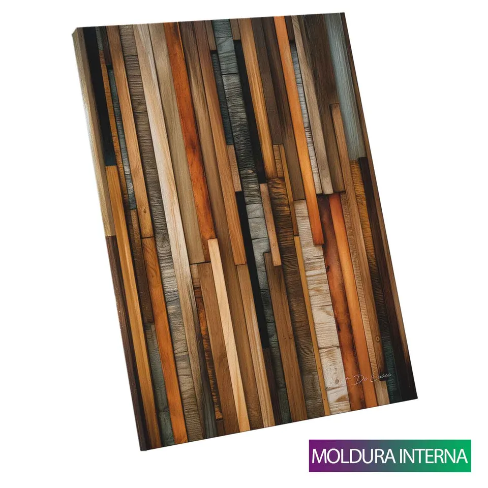 Quadro Abstrato Madeiras Rústicas com moldura interna
