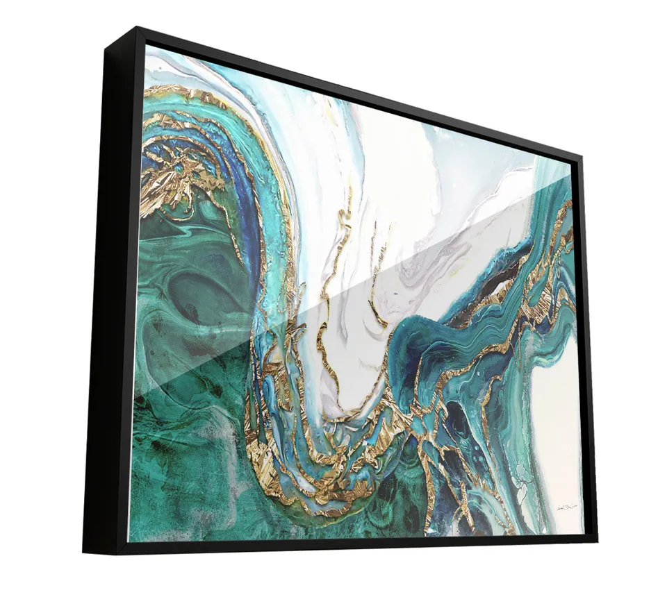 Quadro Abstrato Mármore Virente com moldura Prisma e vidro