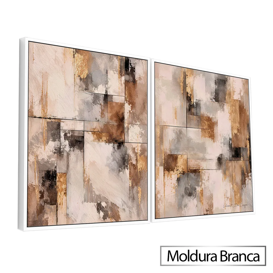 Quadro Abstrato Mineral Dourado 2 Peças — foto 10