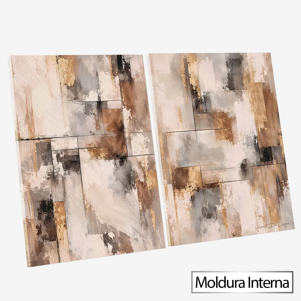 Quadro Abstrato Mineral Dourado 2 Peças — foto 9