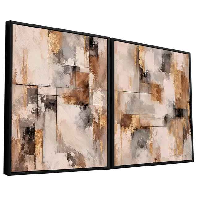 Quadro Abstrato Mineral Dourado 2 Peças