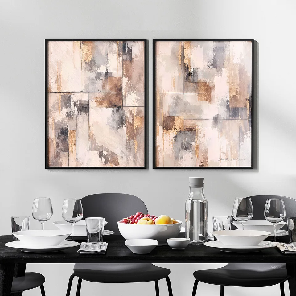 Quadro Abstrato Mineral Dourado 2 Peças — foto 3