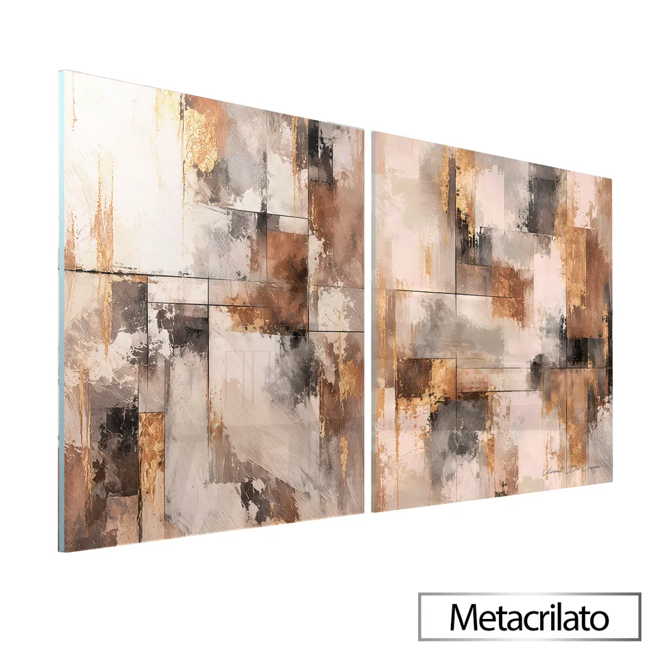 Quadro Abstrato Mineral Dourado 2 Peças — foto 6