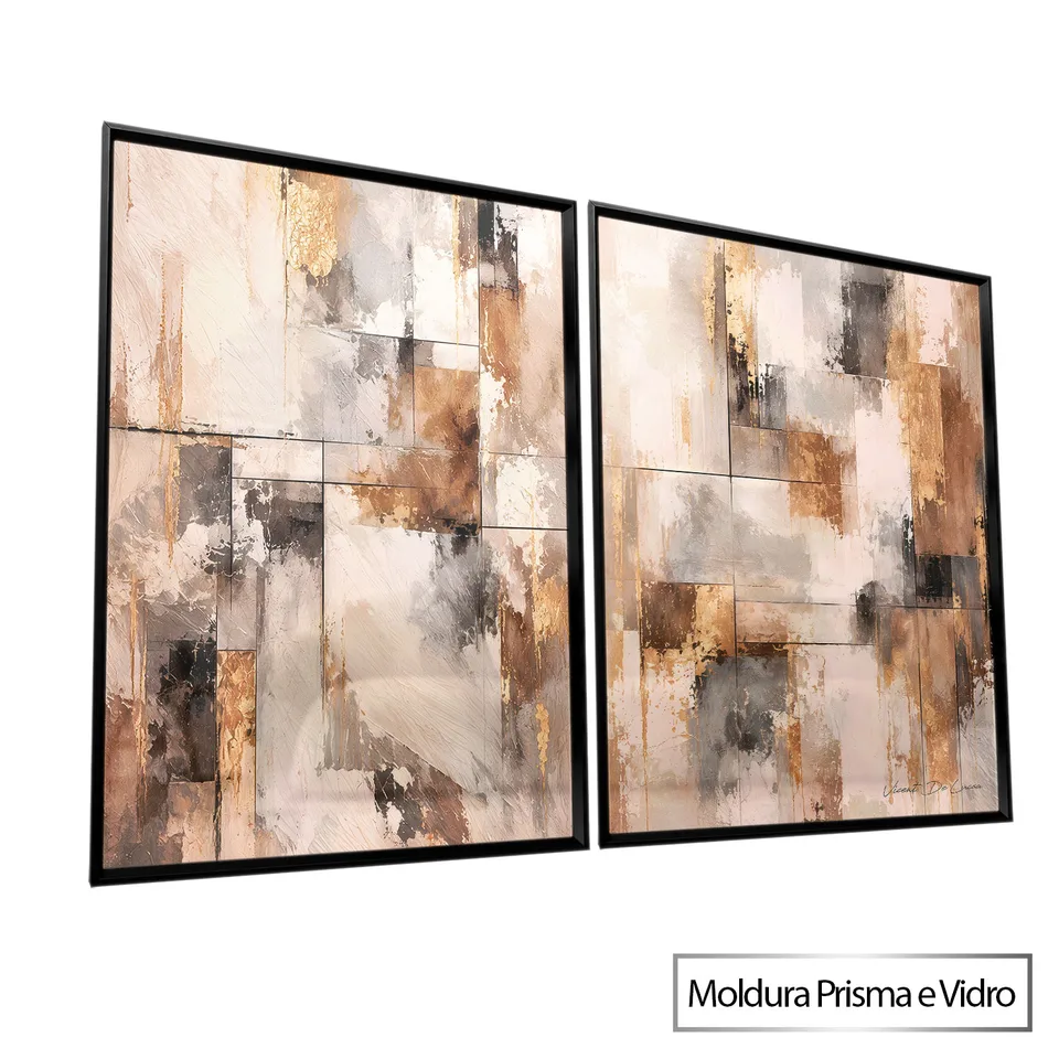Quadro Abstrato Mineral Dourado 2 Peças — foto 7