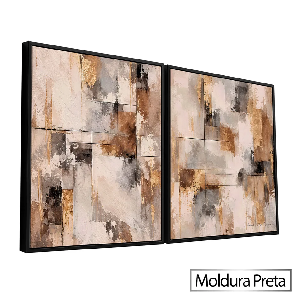Quadro Abstrato Mineral Dourado 2 Peças — foto 8
