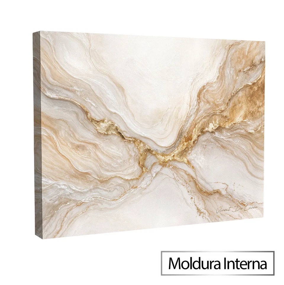 Quadro Abstrato Nascente Dourada com moldura interna