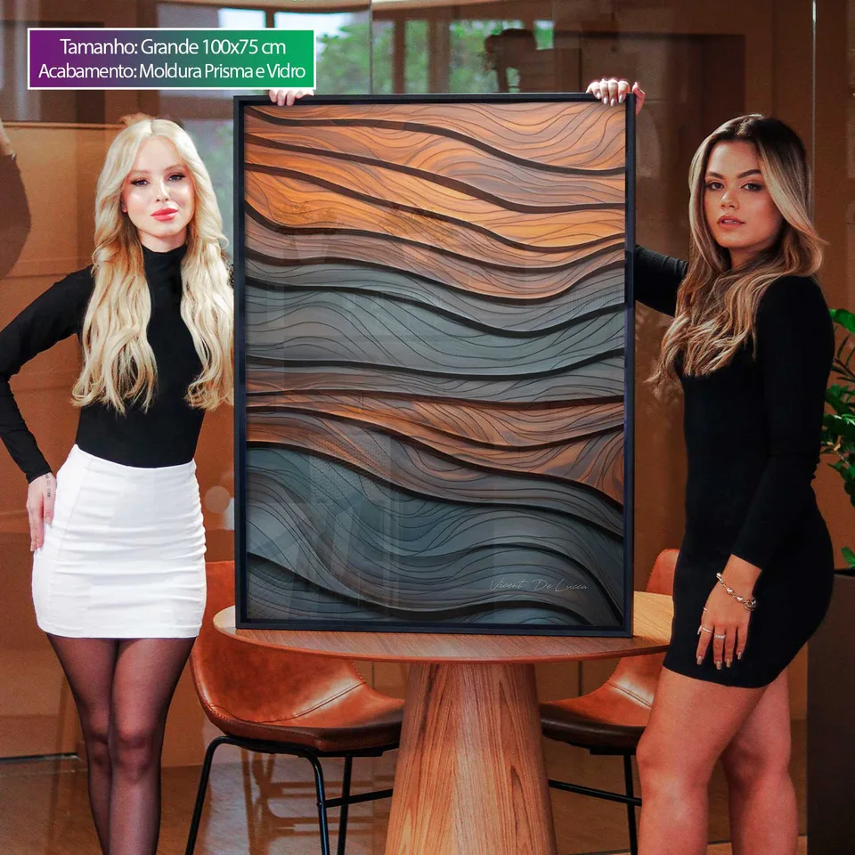 Quadro Abstrato Ondas Amadeiradas, de Vicent de Lucca — foto 2