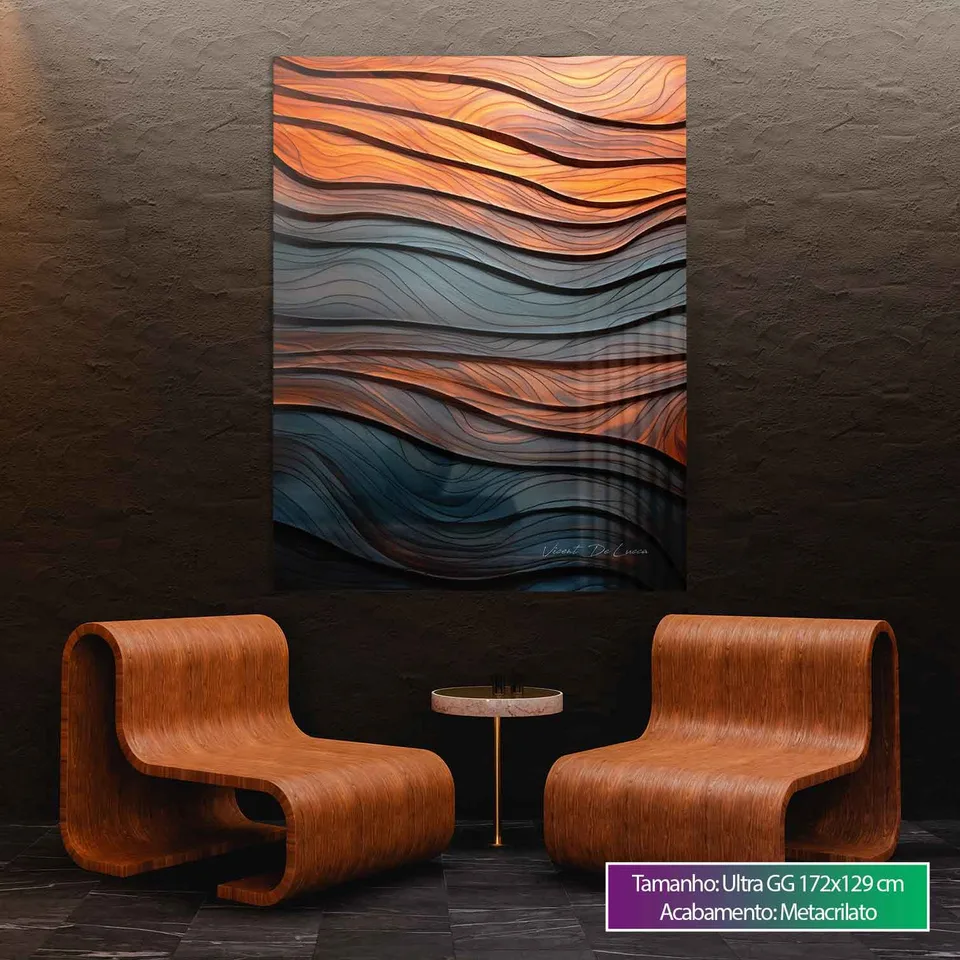 Quadro Abstrato Ondas Amadeiradas, de Vicent de Lucca — foto 4