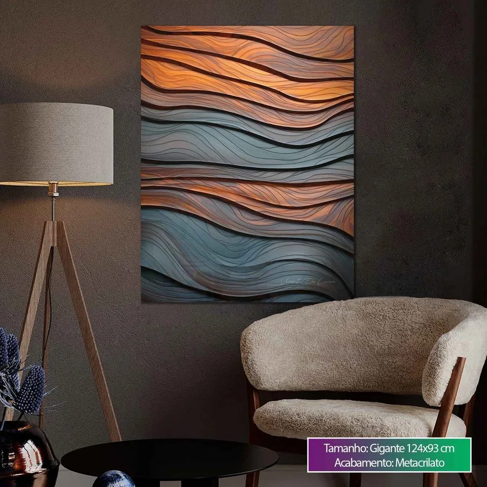 Quadro Abstrato Ondas Amadeiradas, de Vicent de Lucca — foto 5