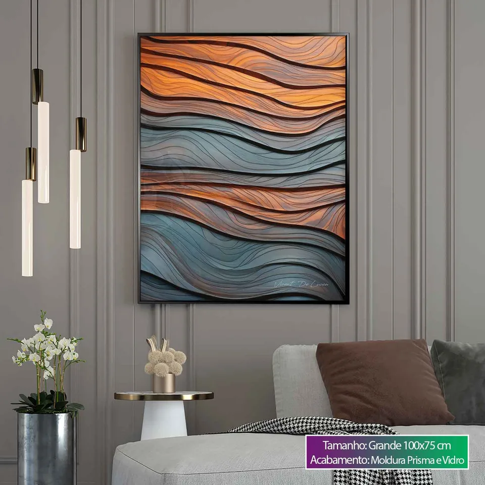 Quadro Abstrato Ondas Amadeiradas, de Vicent de Lucca — foto 6