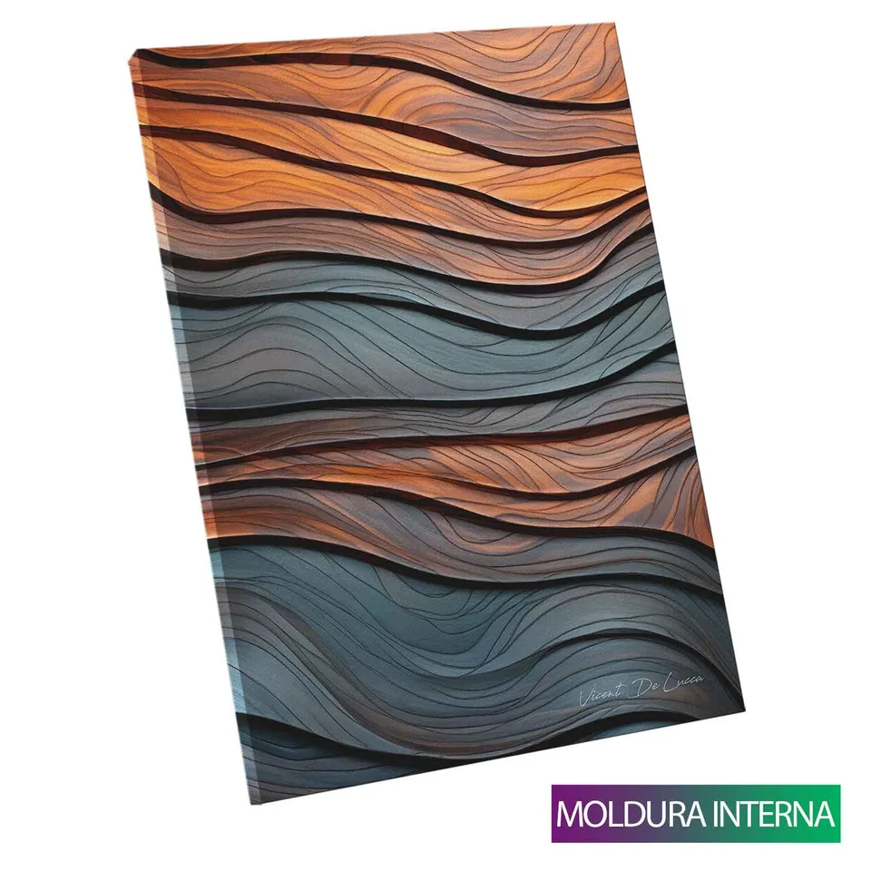 Quadro Abstrato Ondas Amadeiradas com moldura interna