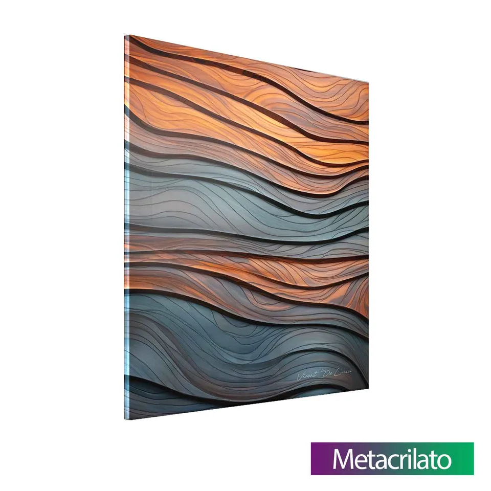 Quadro Abstrato Ondas Amadeiradas com acabamento em metacrilato