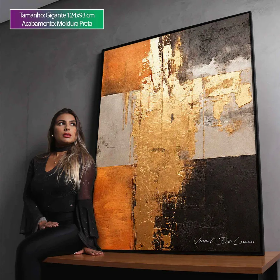 Quadro Abstrato Ouro e Ébano, de Vicent de Lucca — foto 4