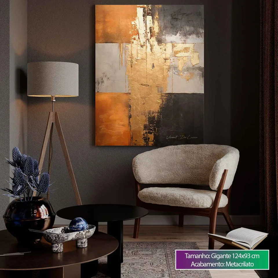 Quadro Abstrato Ouro e Ébano, de Vicent de Lucca — foto 5