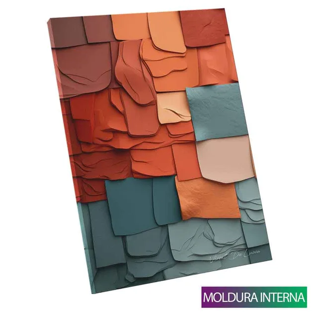 Quadro Abstrato Recortes de Texturas com moldura interna