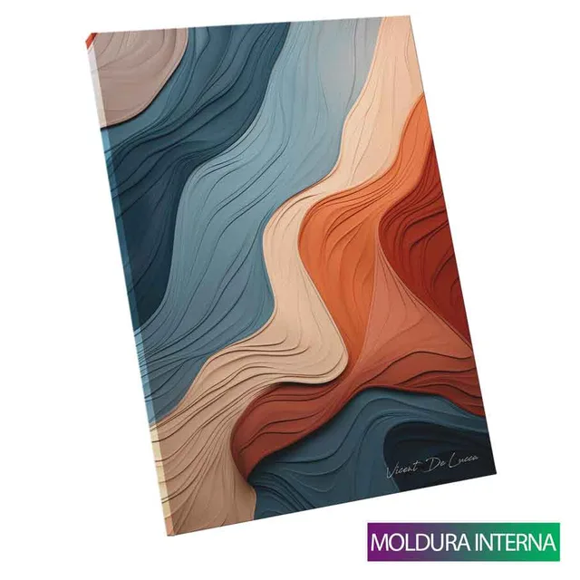 Quadro Abstrato Rio e Terra com moldura interna