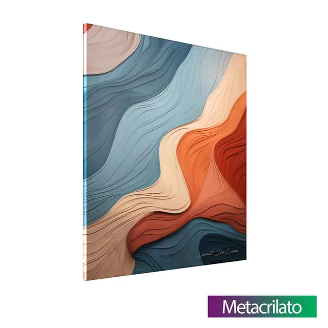 Quadro Abstrato Rio e Terra com acabamento em metacrilato