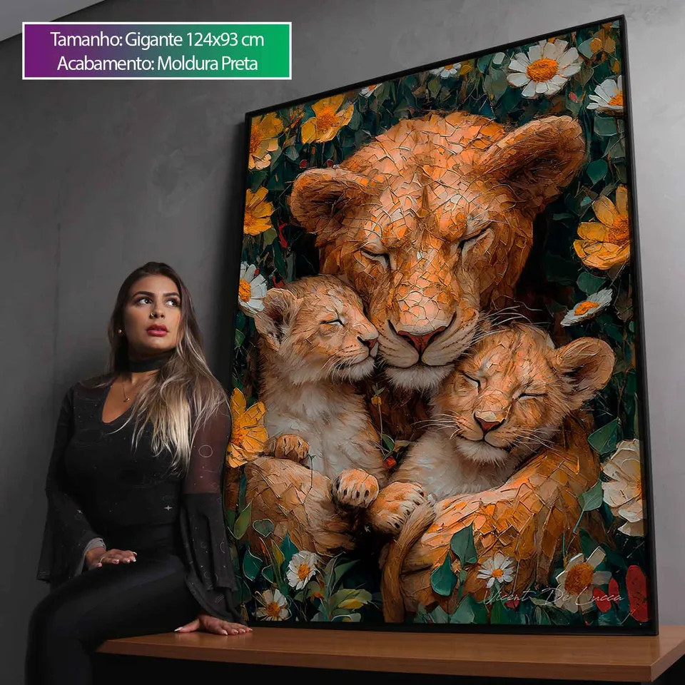 Quadro Aconchego da Mãe Leoa, de Vicent de Lucca — foto 3