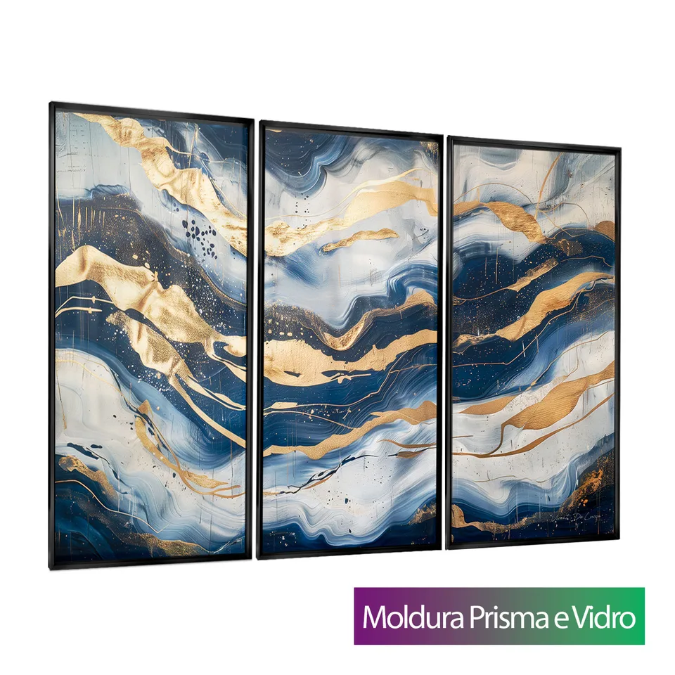 8936 Quadro Abstrato Ondas de Safira – 3 Peças (4)