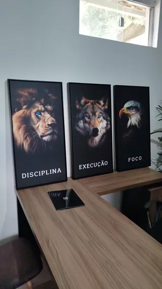 Quadro Disciplina, Execução e Foco Realista 3 Peças na casa de Rodrigo