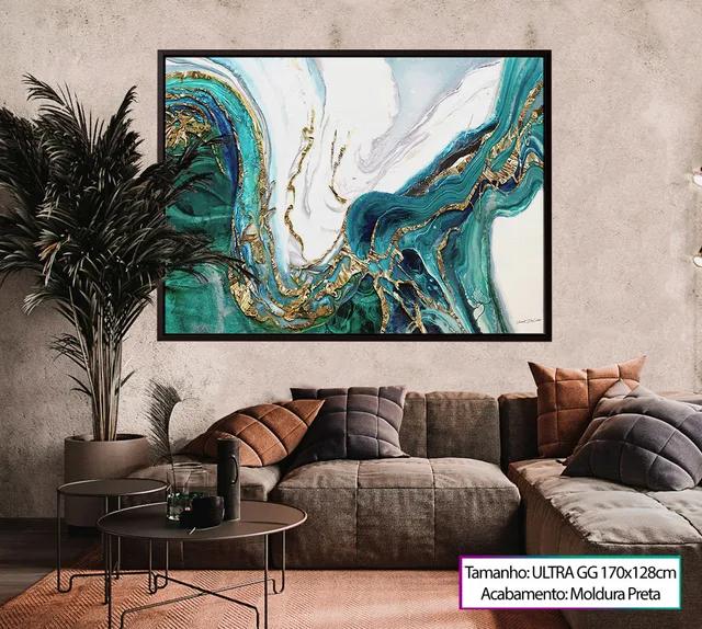 Quadro Mármore Virente em sala clara e minimalista