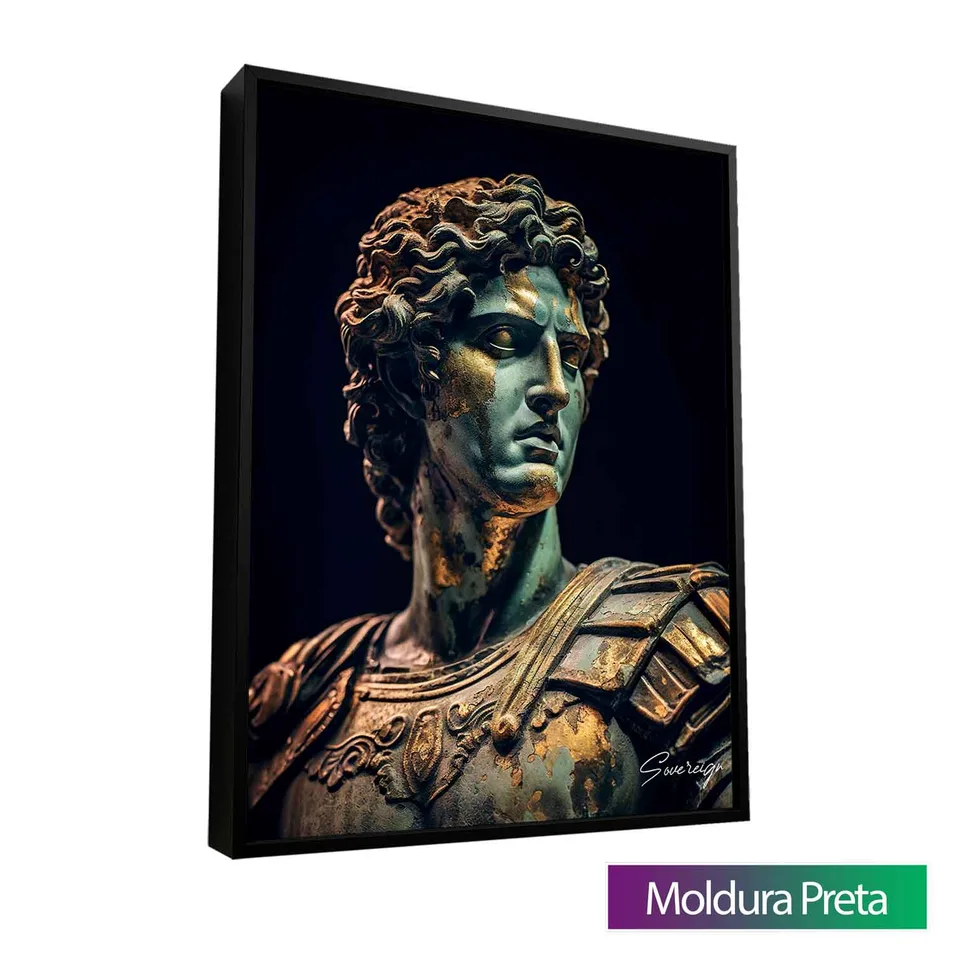 Quadro Alexandre, O Grande com moldura de filete preta