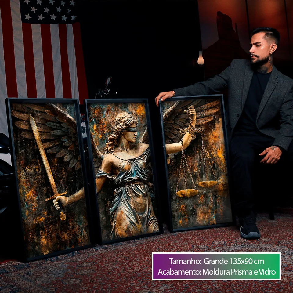 Quadro Anjo da Justiça - Deusa Themis 3 Peças, de Le Roux — foto 8