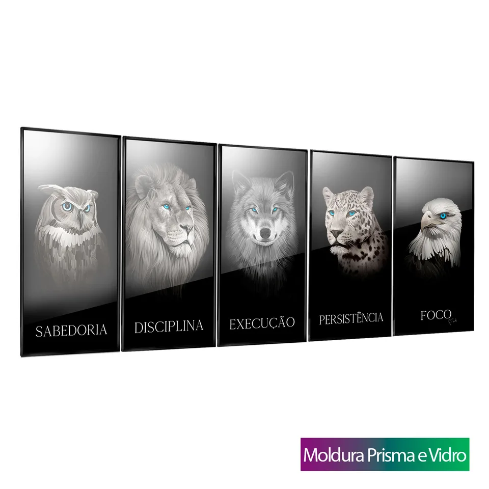 Quadro Arquétipo 5 Peças Iguais com moldura Prisma e vidro