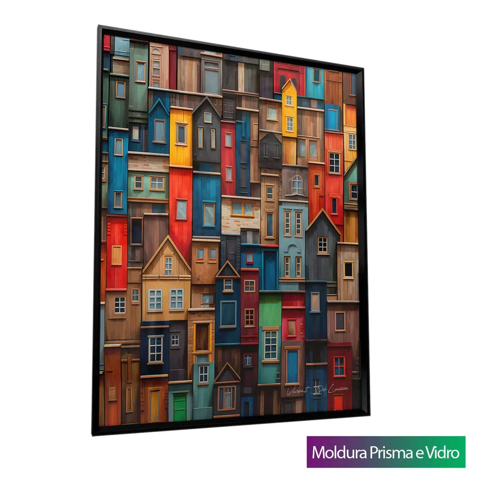 Quadro Arquitetura Amadeirada com moldura Prisma e vidro