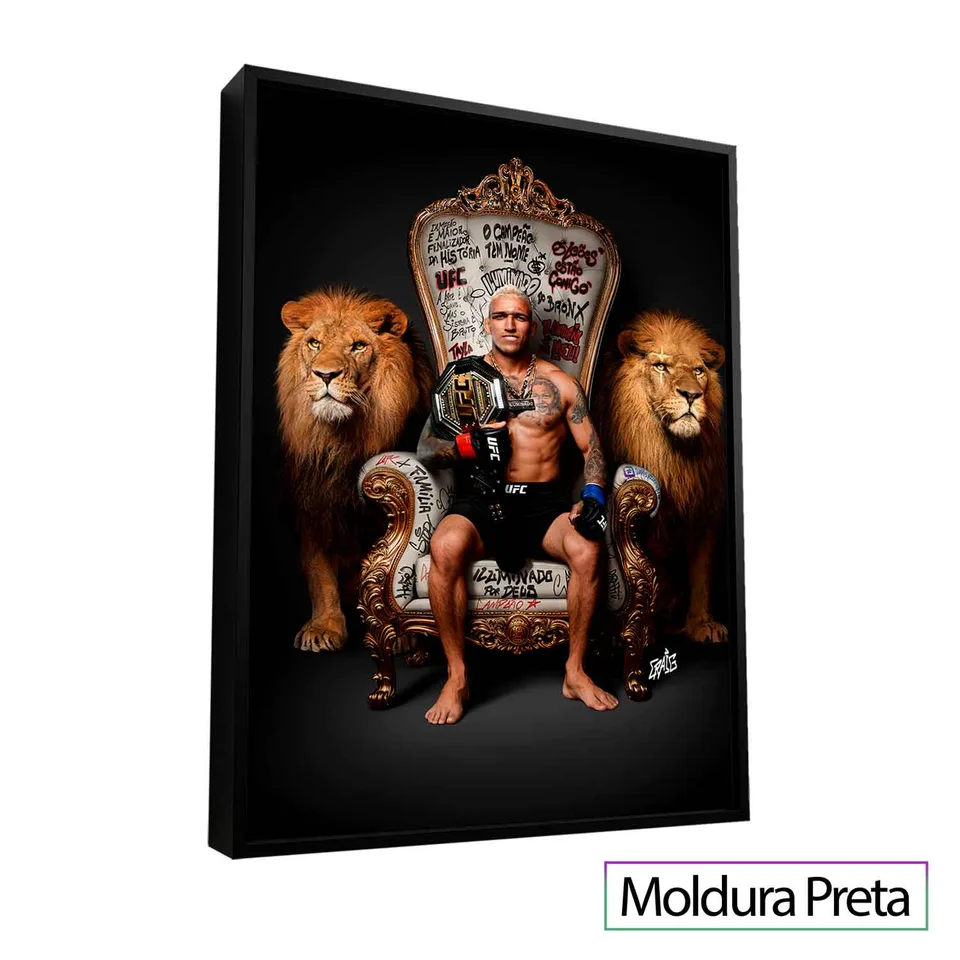 Masterpiece Trono - Quadro Neymar com moldura de filete preta