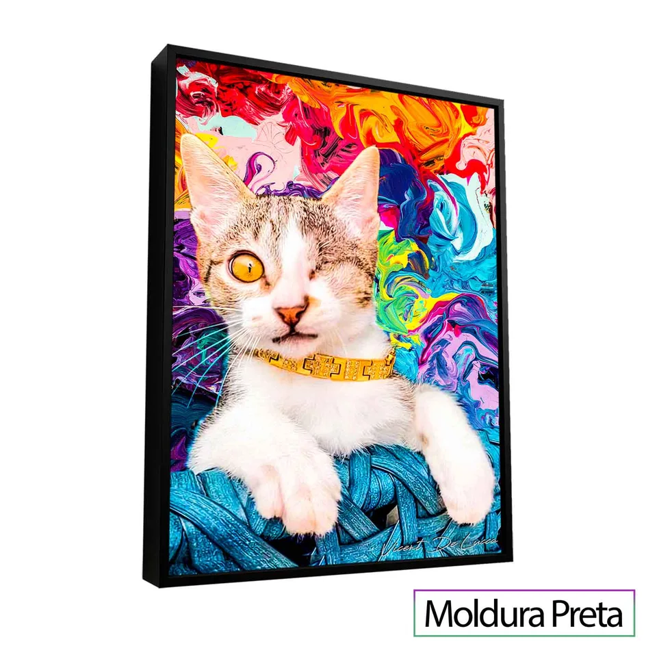 Masterpiece Pop Pet Art - Quadro Seu Animal com moldura de filete preta