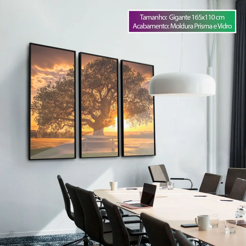 Quadro Árvore ao Pôr do Sol 3 Peças, de Vicent de Lucca — foto 2