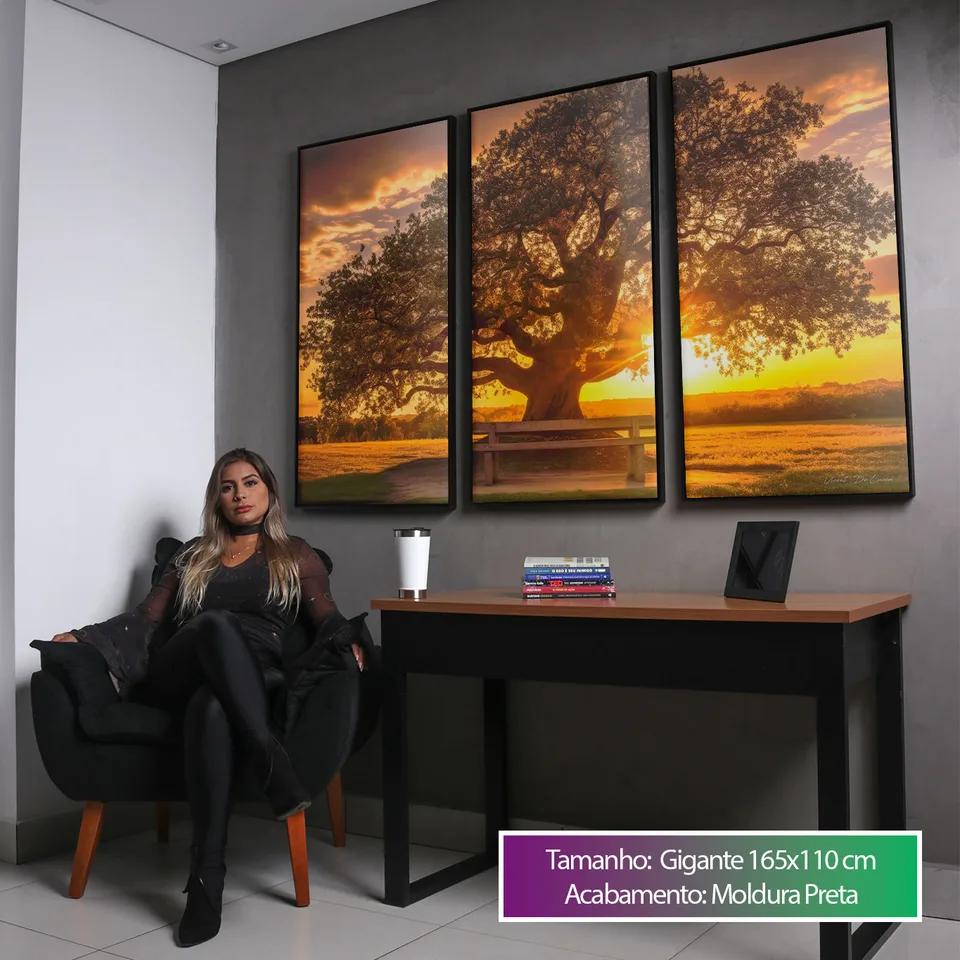 Quadro Árvore ao Pôr do Sol 3 Peças, de Vicent de Lucca — foto 3