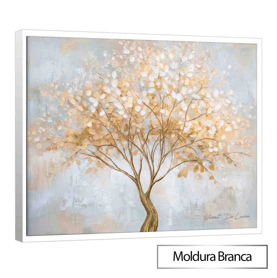 Quadro Árvore Calma - Coleção Abstrato Natural com moldura de filete branca
