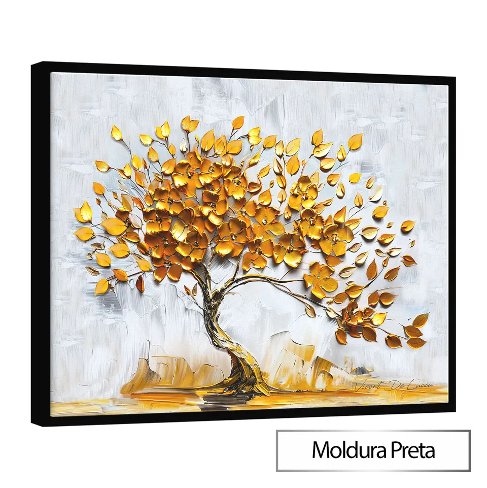 Quadro Árvore da Prosperidade com moldura de filete preta