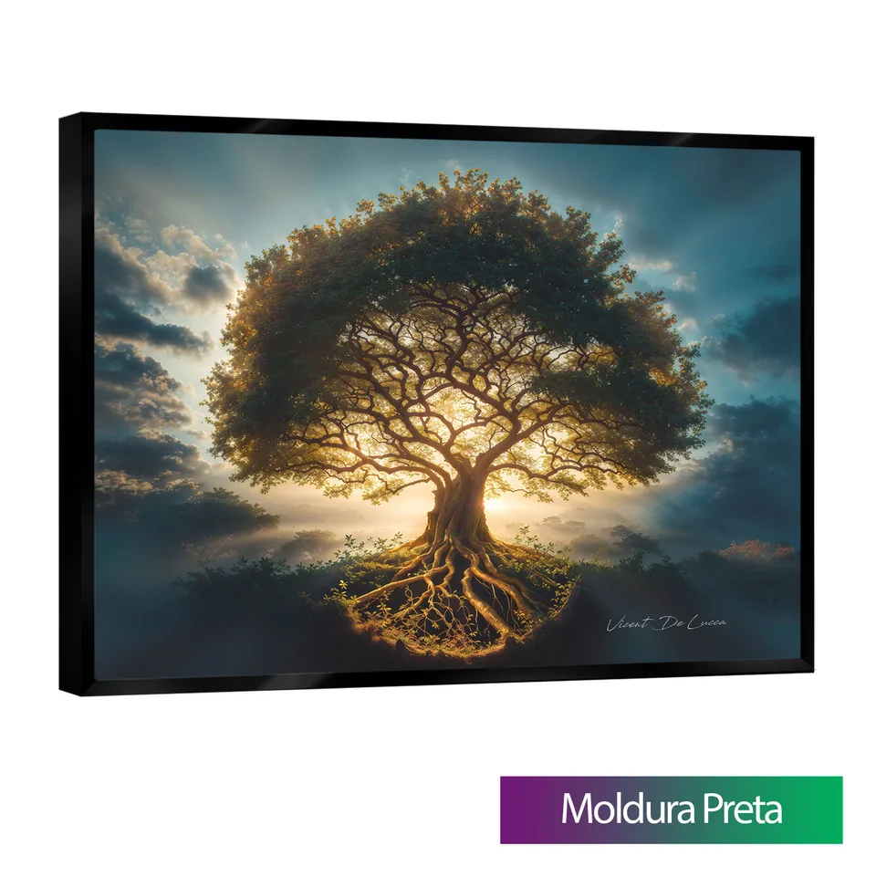 Quadro Árvore da Vida Abençoada com moldura de filete preta