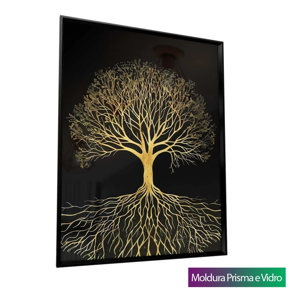 Quadro Árvore da Vida Radiante com moldura Prisma e vidro