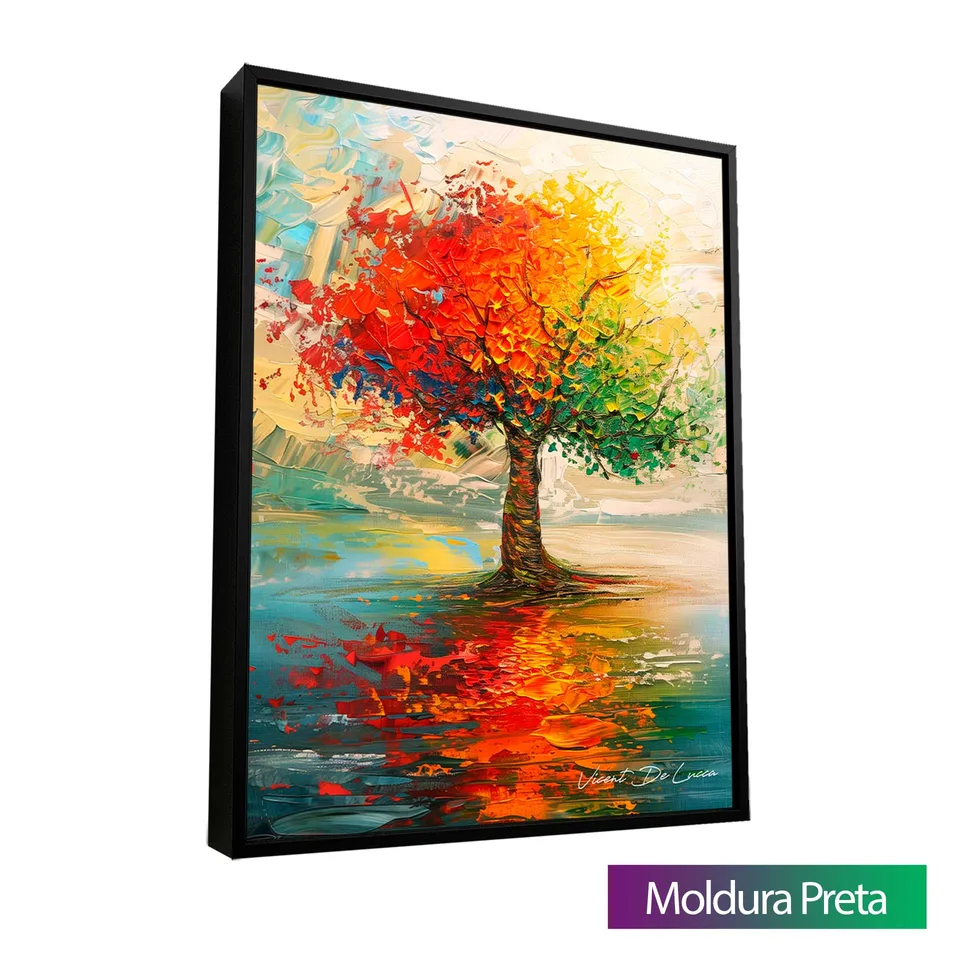 Quadro Árvore do Lago com moldura de filete preta