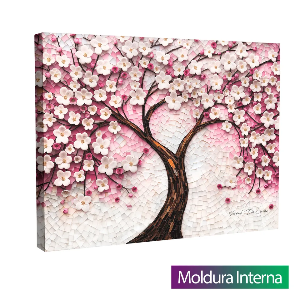 Quadro Árvore Encanto Floral com moldura interna
