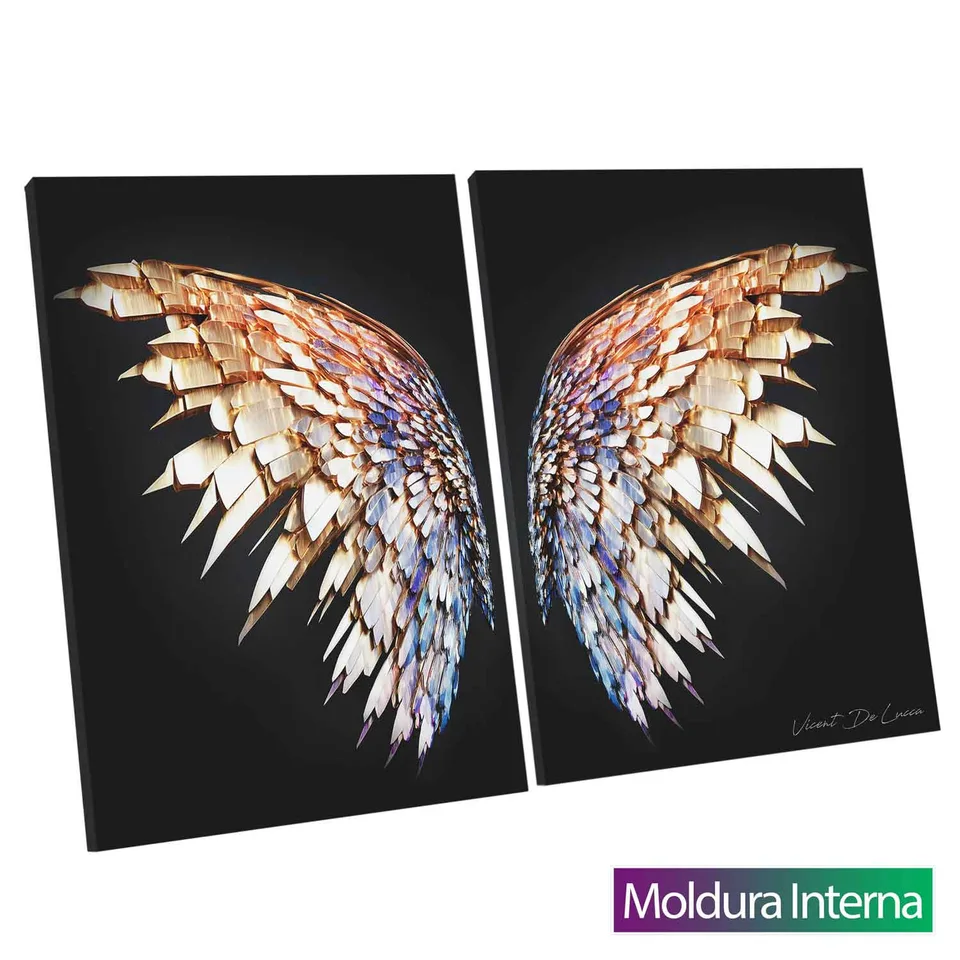 Quadro Asas Preciosas 2 Peças com moldura interna