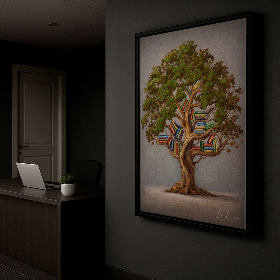 Quadro Árvore da Leitura com moldura preta