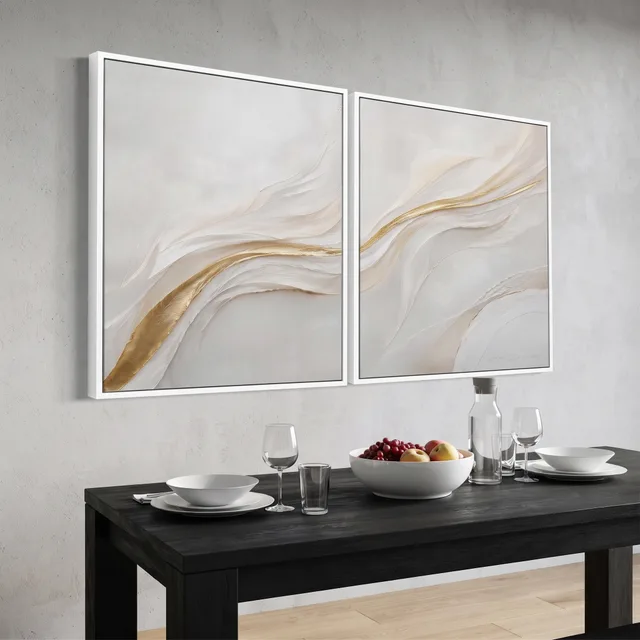 Harmonia Dourada 2 peças acima de mesa de jantar preta