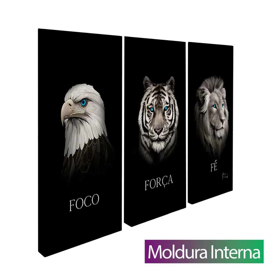 Quadro Foco, Força e Fé 3 Peças — foto 9