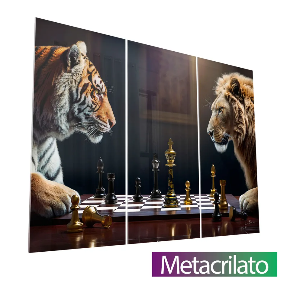Quadro Jogo de Feras 3 Peças — foto 12