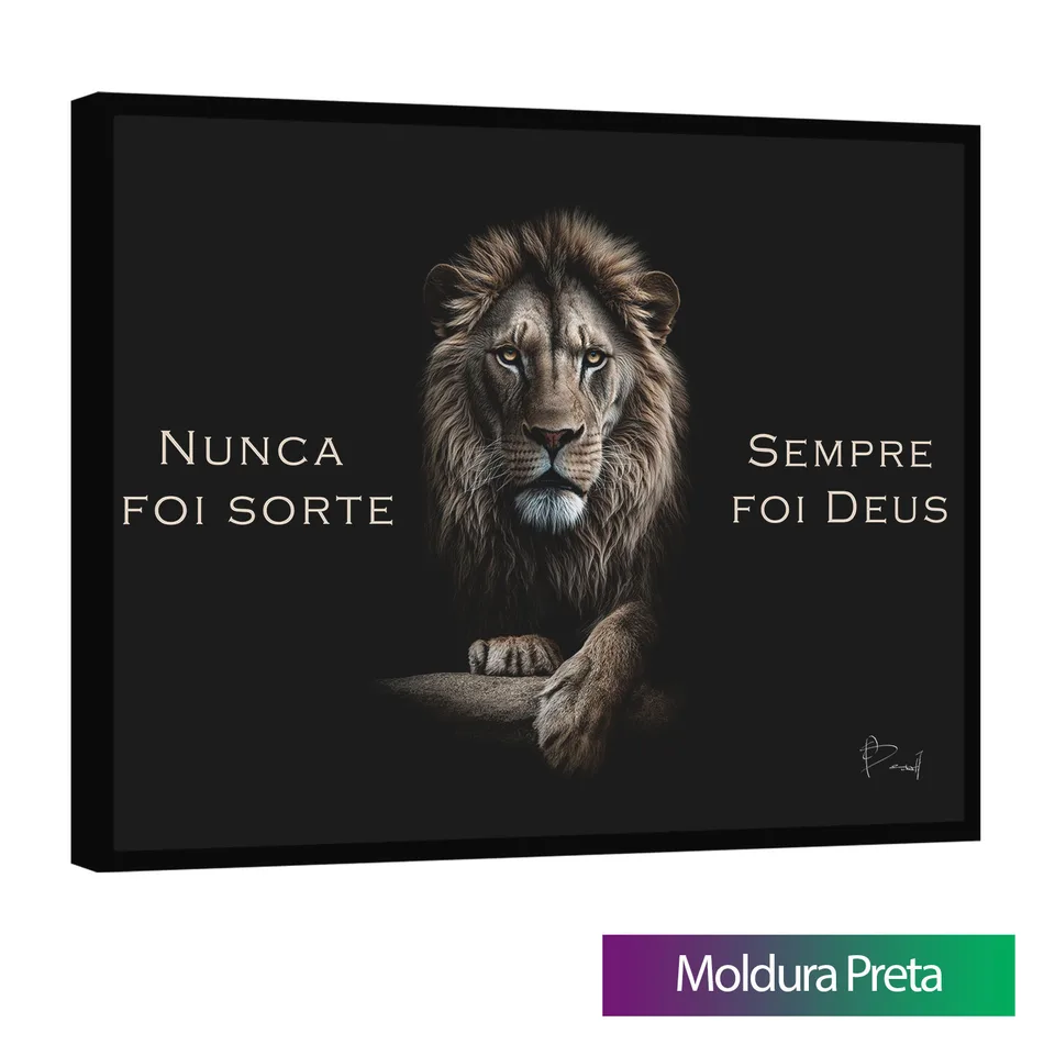 Quadro Nunca Foi Sorte, Sempre Foi Deus — Moldura Interna, Médio 64x48