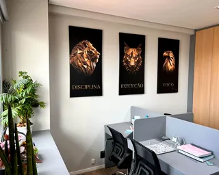 Quadro Disciplina, Execução e Foco de Ouro 3 Peças na casa de GV Contabilidade